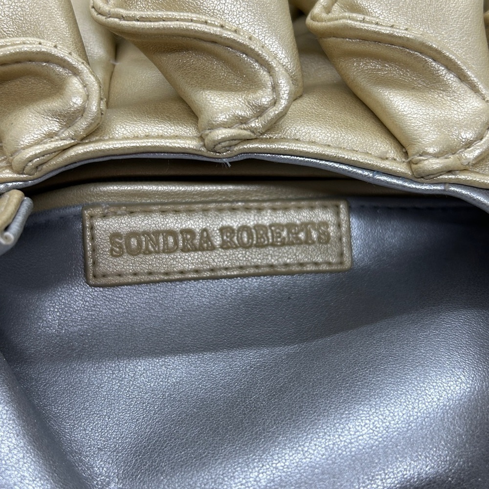 Elegant SONDRA ROBERTS Gold Ruffle Handbag - Picture 9 of 11